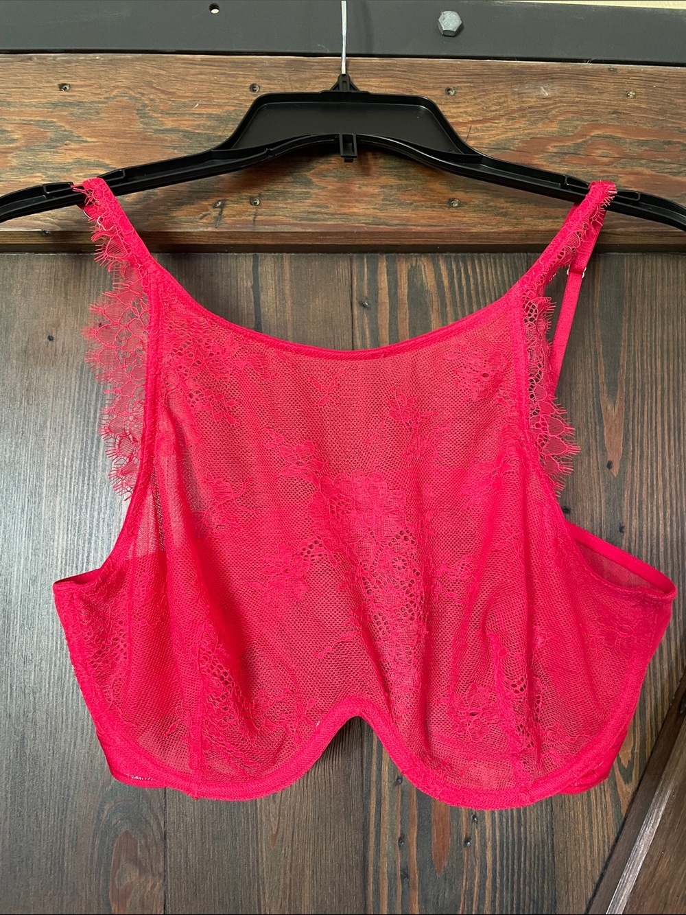 Sheer red Lace Cropped Bralette